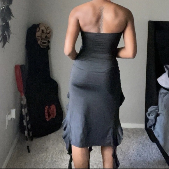 Elegant Black Strapless Dress w/ diamond design - Picture 2 of 2